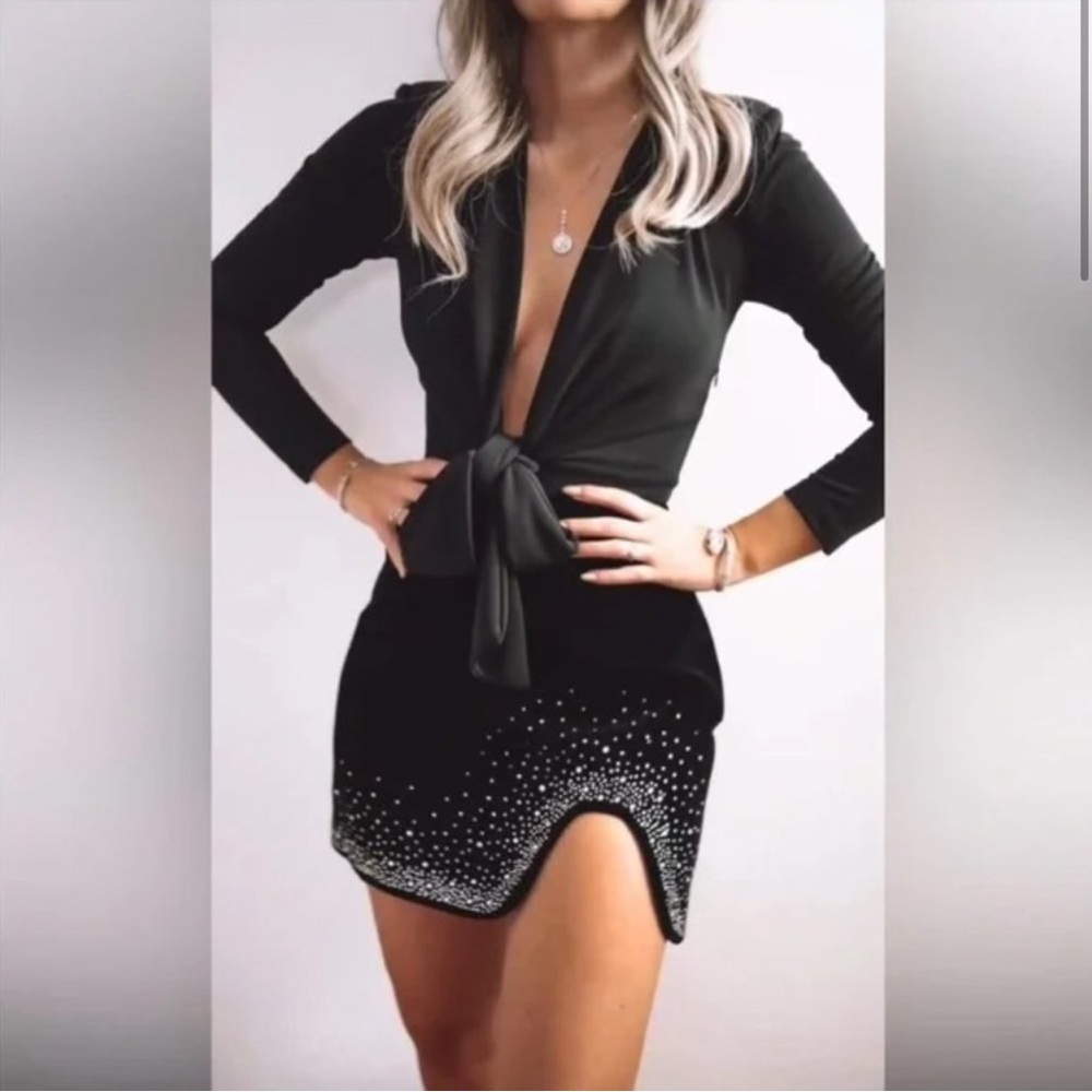 Elegant Black Dress with Silver Accents